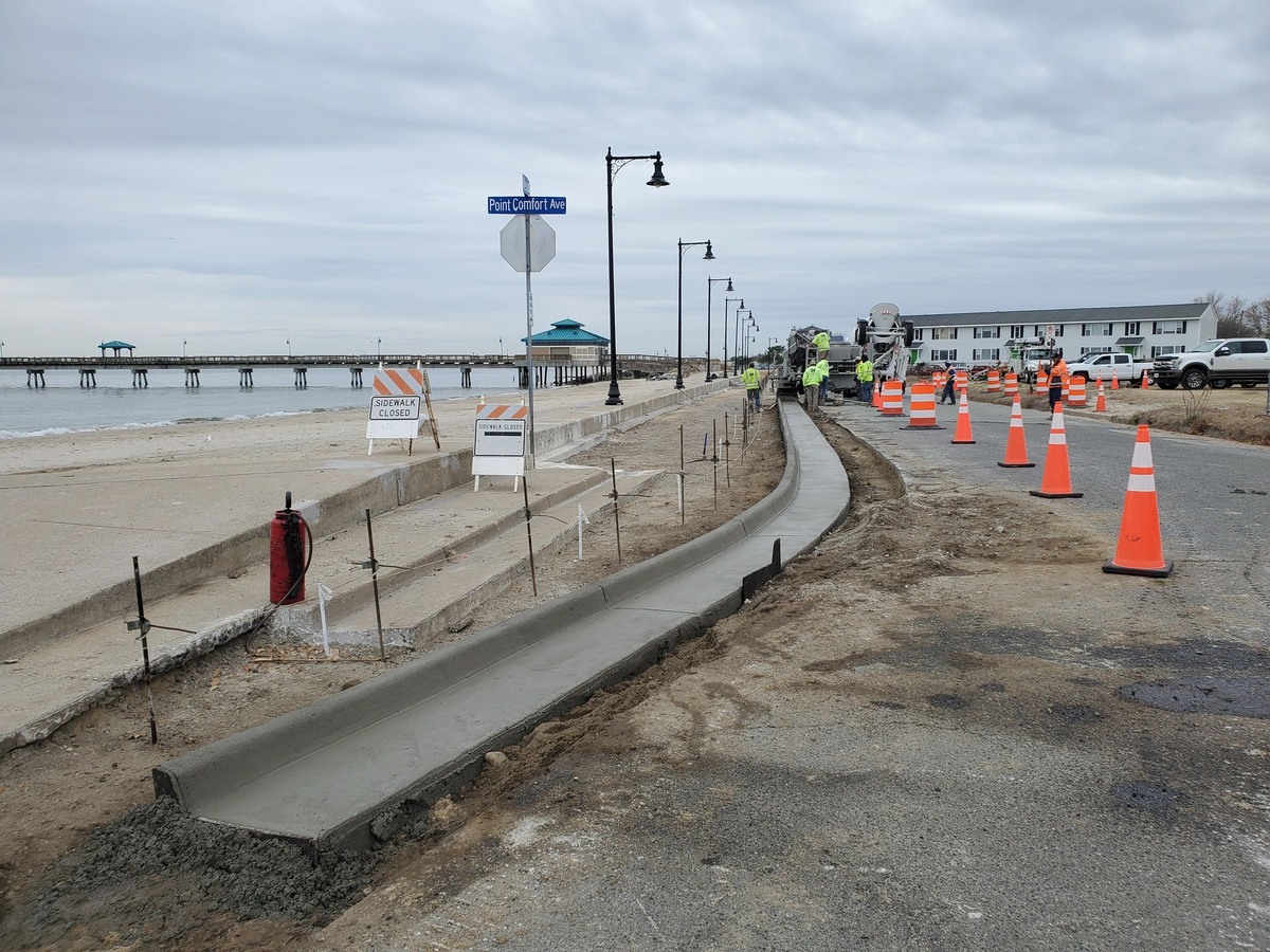 New curb & gutter for boardwalk extension at City Park